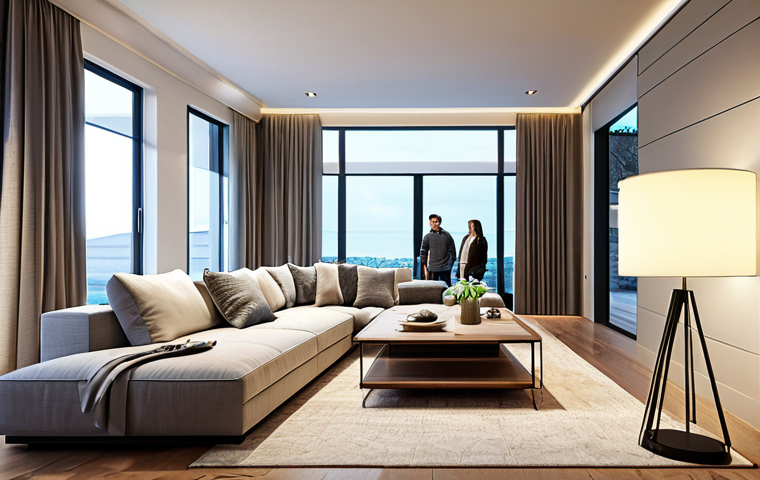 Smart Home Automation**

"A modern, brightly lit living room featuring a diverse family interacting with smart home devices. Soft, warm lighting emanates from intelligent lamps. The scene emphasizes comfort and convenience. Fully clothed family, appropriate attire, safe for work, perfect anatomy, natural proportions, professional photography, high quality, family-friendly."

**