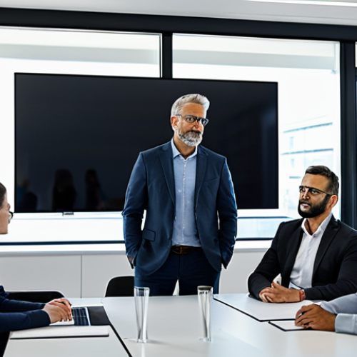 Strategic Technology Selection Meeting**

"A diverse team of business professionals in a modern conference room, discussing technology options displayed on a large screen. The atmosphere is collaborative and focused on data-driven decision making. Everyone is fully clothed in appropriate business attire. Safe for work. Professional setting. Perfect anatomy. Natural proportions. High quality. Appropriate content. Family-friendly."

**