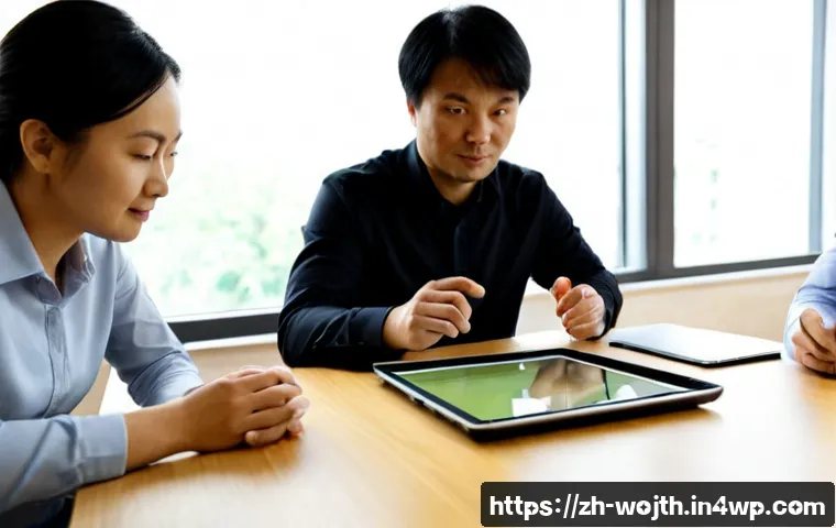 가치중심 기술 선택의 인사이트 - Photorealistic modern strategy meeting, a diverse team of professionals comparing two unbranded tech...