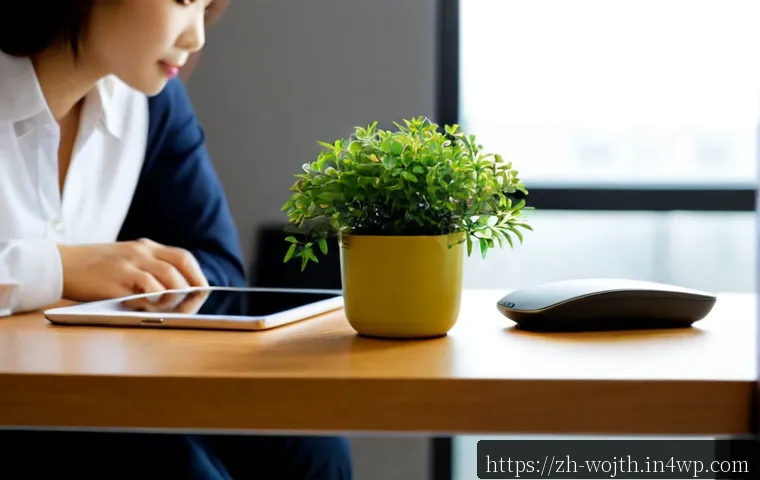가치중심 기술 선택에 대한 주관적 평가 - Photorealistic modern office scene, a thoughtful middle-aged professional comparing two unbranded te...